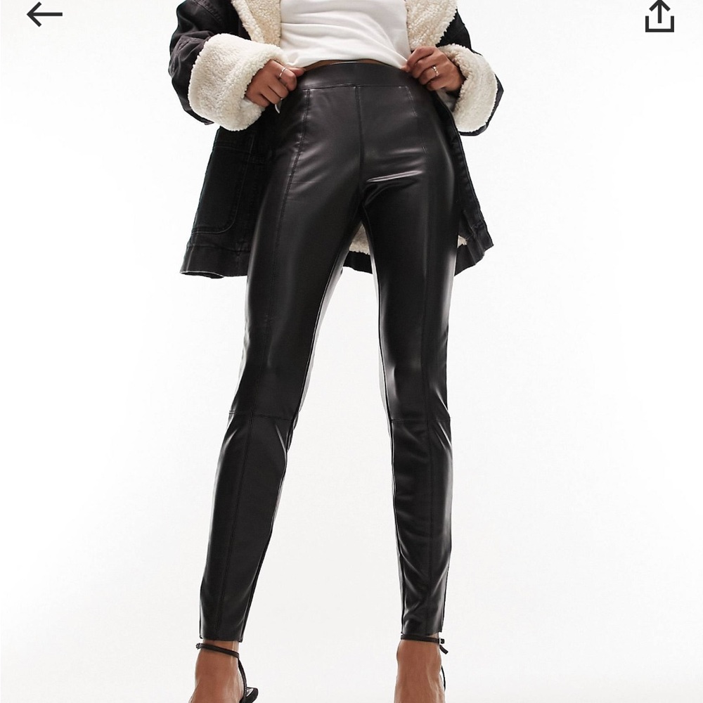 Topshop faux leather skinny fit pants